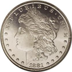 1881-CC S$1 MS65 S Deep Mirror Prooflike NGC. Althoug