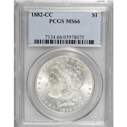 1882-CC S$1 MS66 PCGS. A nearly brilliant Carson City