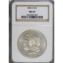 1882-S S$1 MS67 NGC. Strongly lustrous and modestly re