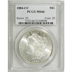 1884-CC S$1 MS66 PCGS. Glimpses of golden-brown and aq
