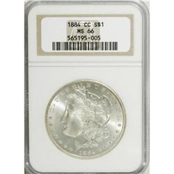 1884-CC S$1 MS66 NGC. Well struck, including sharp def