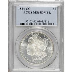 1884-CC S$1 MS65 Deep Mirror Prooflike PCGS. Deeply mi