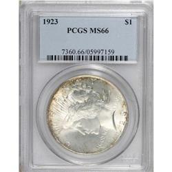 1923 S$1 MS66 PCGS. Gold and cherry-red appears at the