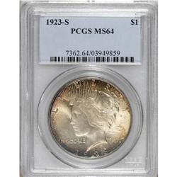 1923-S S$1 MS64 PCGS. Somewhat soft in the central are