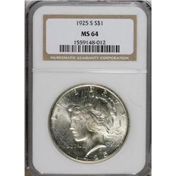 1925-S S$1 MS64 NGC. Choice, attractive, and surprisin