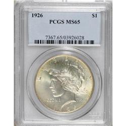 1926 S$1 MS65 PCGS. Ice-blue, olive-gold, and rose gra