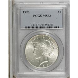 1928 S$1 MS63 PCGS. Gentle shades of gold patina are s