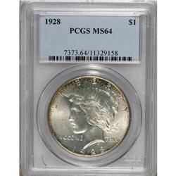 1928 S$1 MS64 PCGS. Booming luster sweeps this charmin