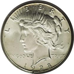 1928 S$1 MS65 PCGS. Satiny and essentially untoned, wi