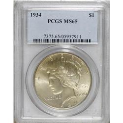 1934 S$1 MS65 PCGS. This low mintage Peace dollar has