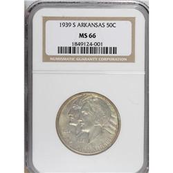 1939-S 50C Arkansas MS66 NGC. Pastel chestnut-gold and