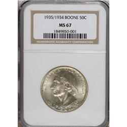 1935/34 50C Boone MS67 NGC. Light sky-blue and tawny-g