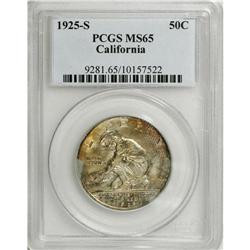 1925-S 50C California MS65 PCGS. Gold-orange toning co