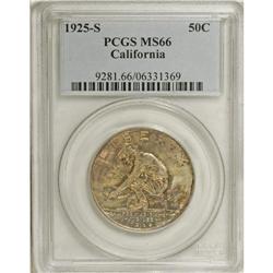 1925-S 50C California MS66 PCGS. Solidly struck with d