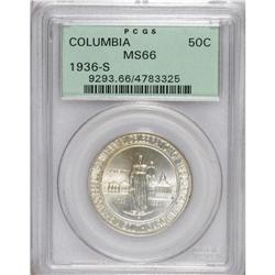1936-S 50C Columbia MS66 PCGS. Dazzling luster radiate