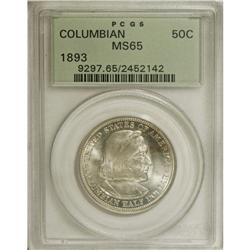 1893 50C Columbian MS65 PCGS. A lustrous and gently to