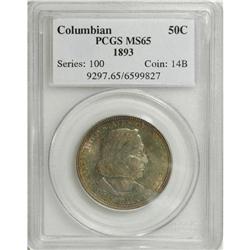 1893 50C Columbian MS65 PCGS. Lustrous surfaces are co