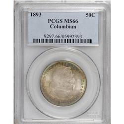 1893 50C Columbian MS66 PCGS. Mauve-gray centers are f