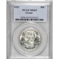 1922 50C Grant no Star MS65 PCGS. A lustrous and nearl