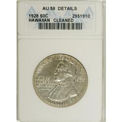 1928 50C Hawaiian--Cleaned--ANACS. AU58 Details. A sat