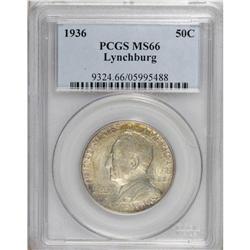 1936 50C Lynchburg MS66 PCGS. Whispers of golden-brown