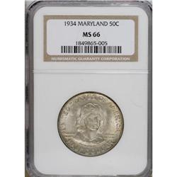 1934 50C Maryland MS66 NGC. Sky-blue and chestnut-gold