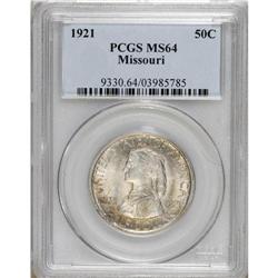 1921 50C Missouri MS64 PCGS. Golden-brown and ice-blue