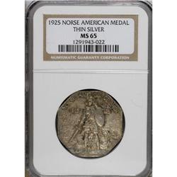 1925 Medal Norse Thin Planchet MS65 NGC. This thin sil