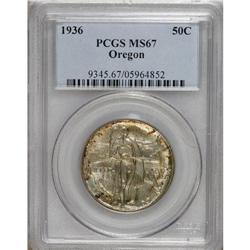 1936 50C Oregon MS67 PCGS. This luminous Superb Gem ex