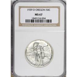 1939-D 50C Oregon MS67 NGC. A gently shimmering and Su