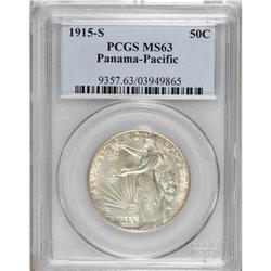1915-S 50C Panama-Pacific MS63 PCGS. Grainy surfaces e