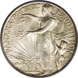 1915-S 50C Panama-Pacific MS65 PCGS. Delicate straw-go