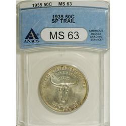 1935 50C Spanish Trail MS63 ANACS. Almond-gold and gun