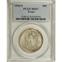 1936-S 50C Texas MS67 PCGS. Glimpses of fire-red enliv