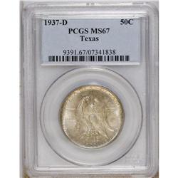 1937-D 50C Texas MS67 PCGS. Pastel sky-blue and almond