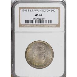 1946-S 50C Booker T. Washington MS67 NGC. Lovely rainb