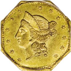 1853 $1 Liberty Octagonal 1 Dollar, BG-530, R.2, MS63