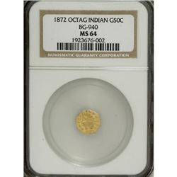 1872 50C Indian Octagonal 50 Cents, BG-940, R.4, MS64