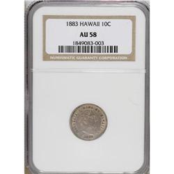 1883 10C Hawaii Ten Cents AU58 NGC. Well struck with a