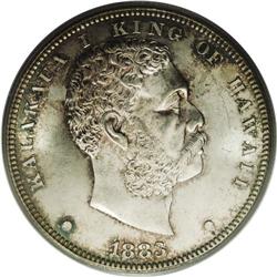 1883 S$1 Hawaii Dollar MS64 PCGS. Lovely freckles of g