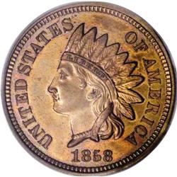1858 P1C Indian Cent, Judd-208, Pollock-259, R.1, PR65