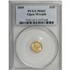 Image 3 : 1849 G$1 Open Wreath MS65 PCGS. Large Head, With L. Th
