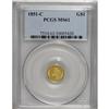 Image 3 : 1851-C G$1 MS61 PCGS. Bright yellow-gold surfaces disp