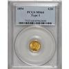 Image 1 : 1854 G$1 Type One MS64 PCGS. A meticulously struck rep