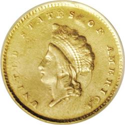 1855-C G$1 --Reverse Planchet Flaw, Improperly Cleaned-