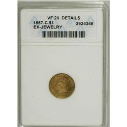 1857-C G$1 --Ex-Jewelry--ANACS. VF20 Details. Variety 1