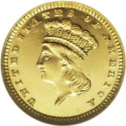 1884 G$1 MS65 Prooflike NGC. A robustly struck and tho