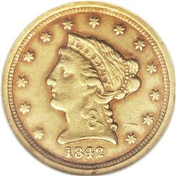 1842-C $2 1/2 AU55 NGC. Variety 3-B. Just 6,729 pieces