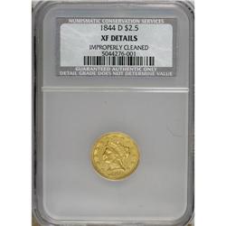 1844-D $2 1/2 --Improperly Cleaned--NCS. XF Details. Va