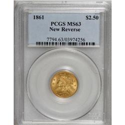 1861 $2 1/2 New Reverse, Type Two MS63 PCGS. A lustrou